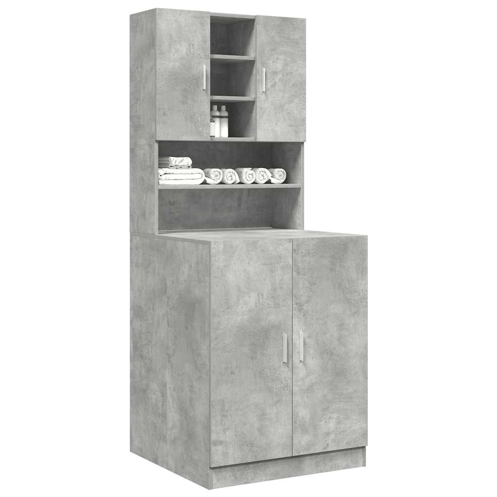 Washing machine cabinets 2pcs gray concrete engineered wood