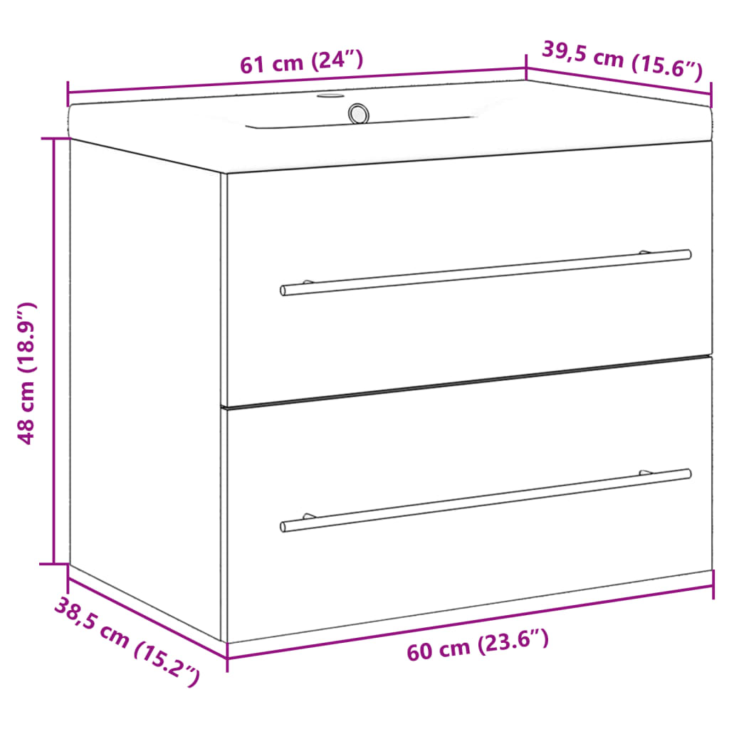 Ensemble de meubles de salle de bain 2 pcs gris béton