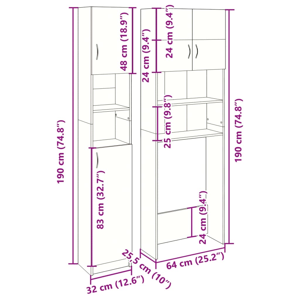 Ensemble de meubles de salle de bain 2 pcs bois d'ingénierie