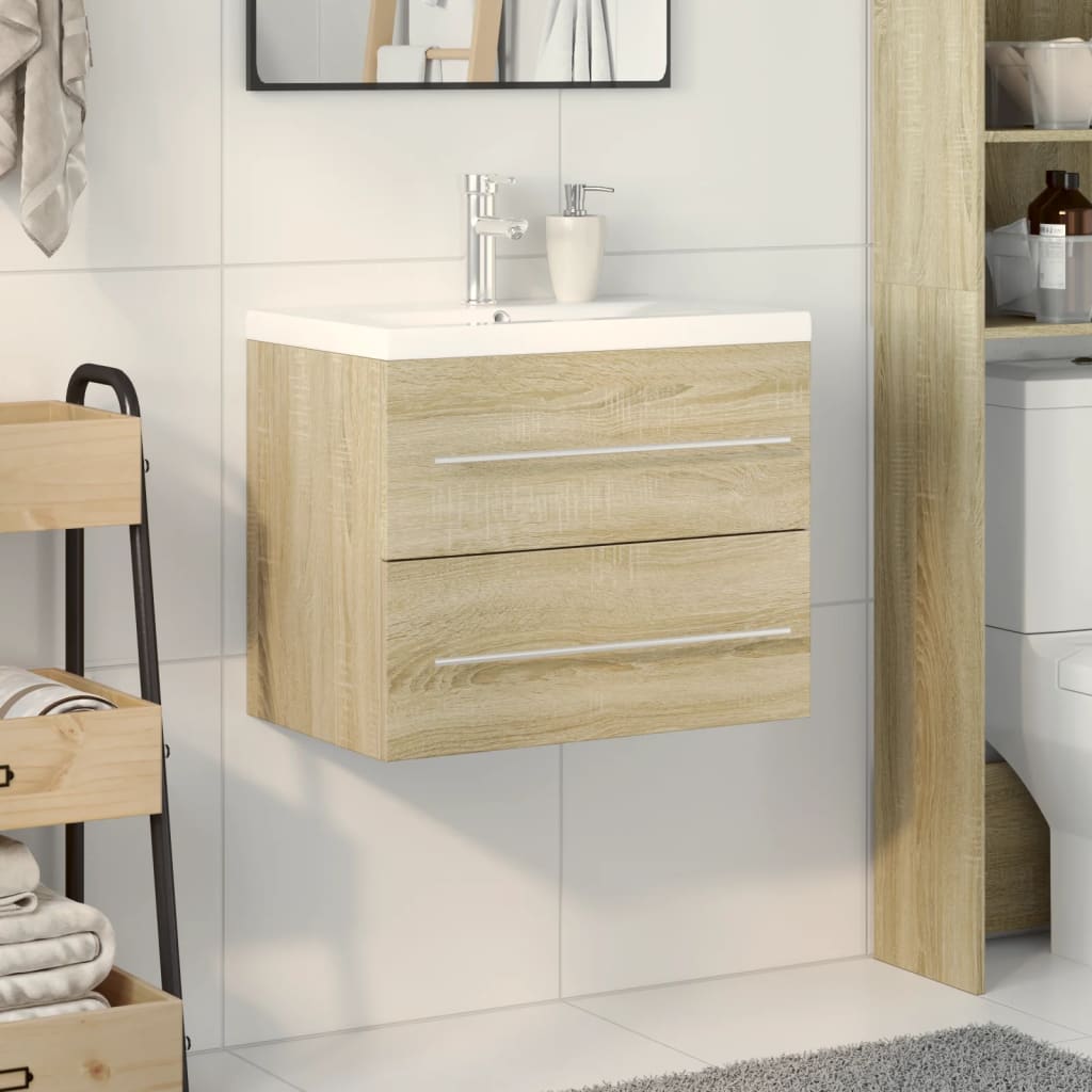 Ensemble de meubles de salle de bain 2 pcs chêne sonoma