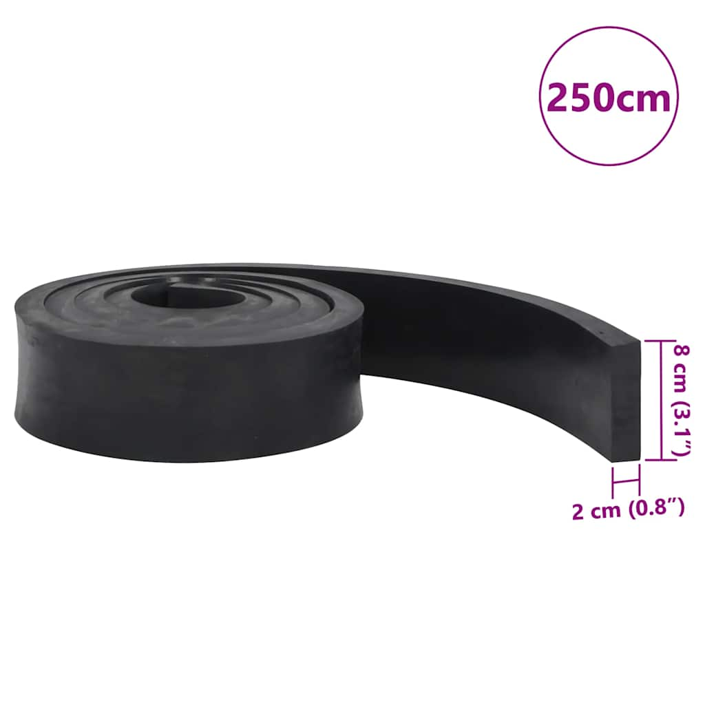 Black snow plow rubber edging 250x8x2 cm