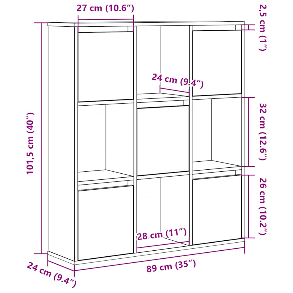 Bibliothèque chêne sonoma 89x24x101,5 cm bois d'ingénierie