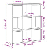 Bibliothèque sonoma gris 89x24x101,5 cm bois d'ingénierie