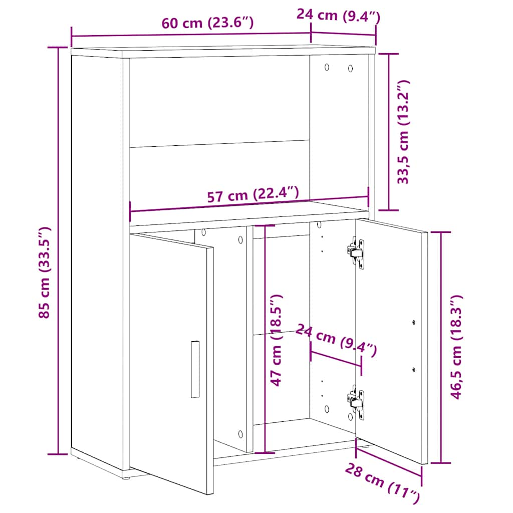 Bibliothèque chêne marron 60x24x85 cm bois d'ingénierie