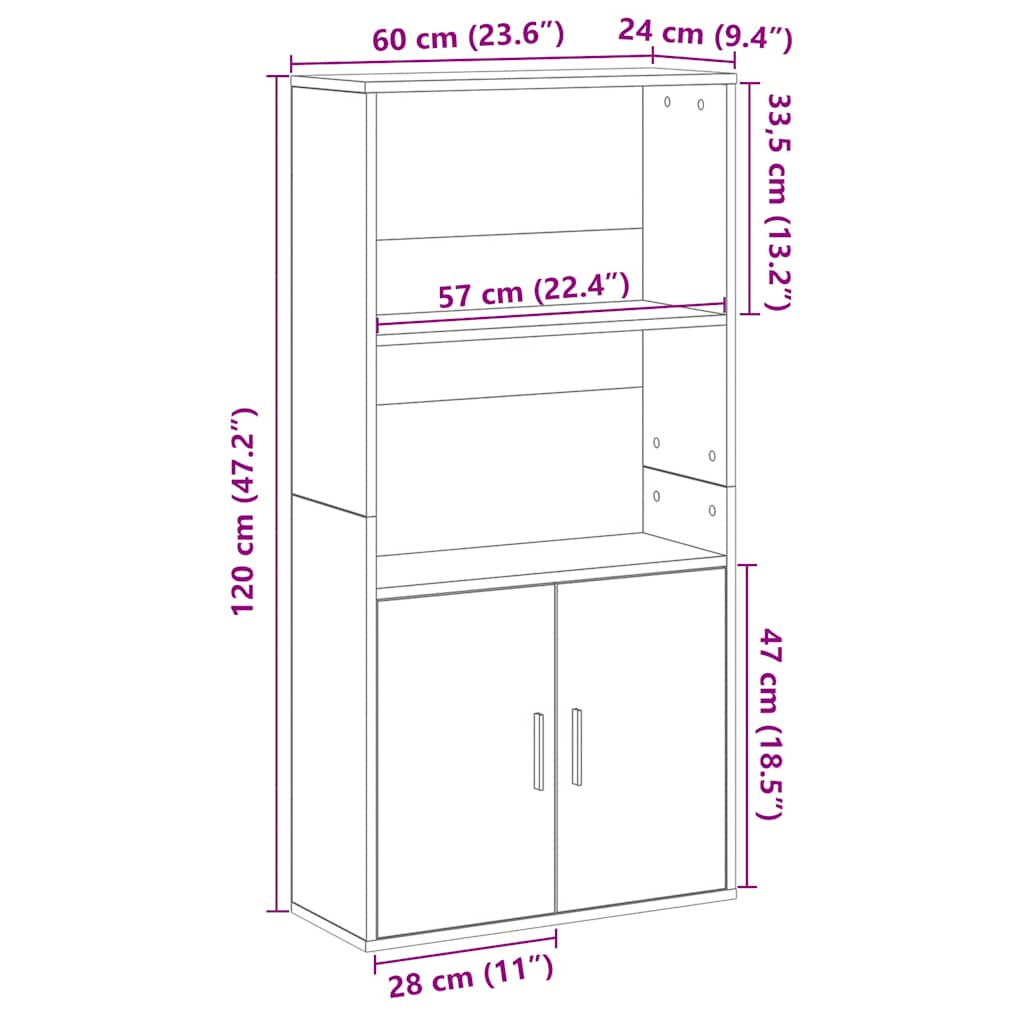 Bibliothèque chêne marron 60x24x120 cm bois d'ingénierie