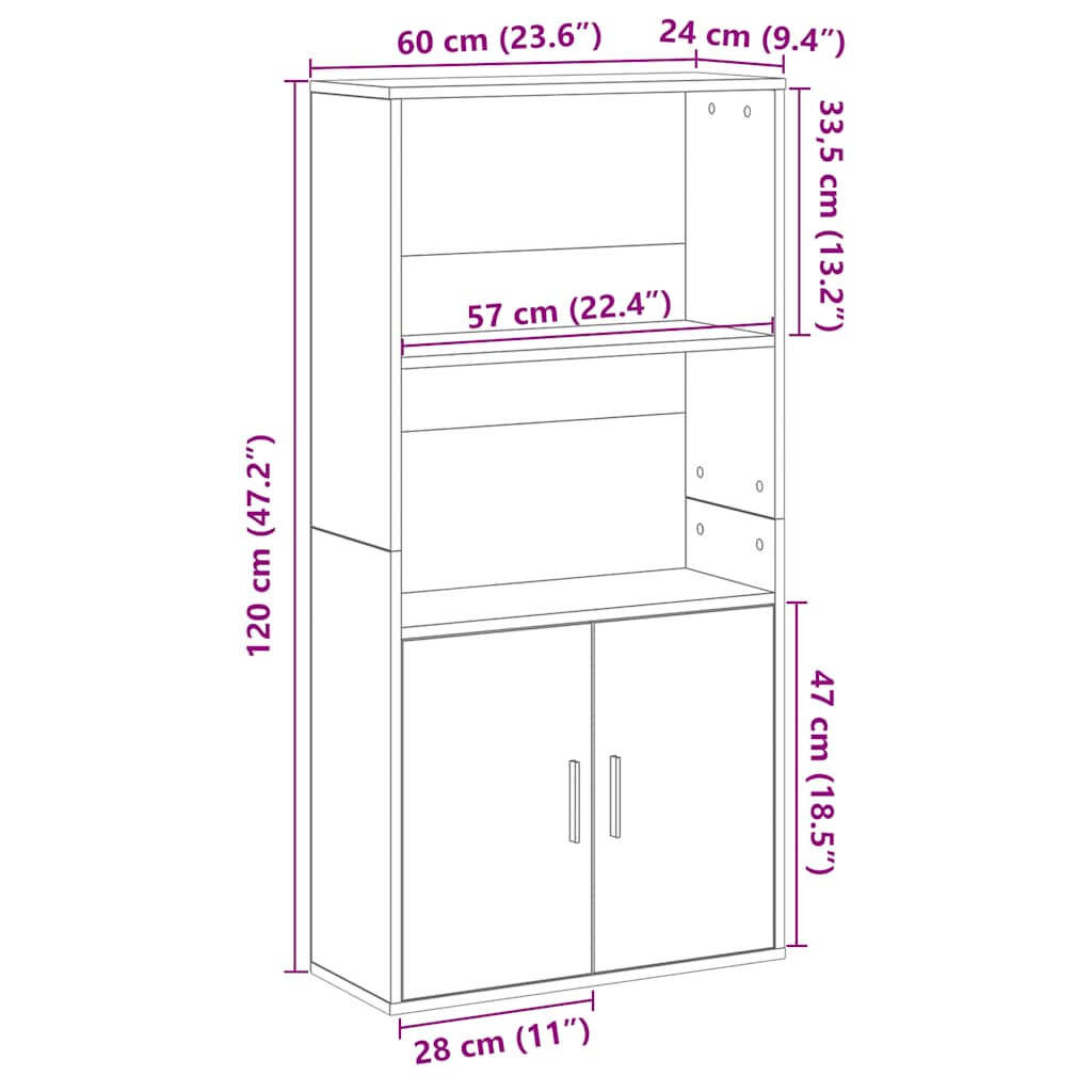 Bibliothèque vieux bois 60x24x120 cm bois d'ingénierie