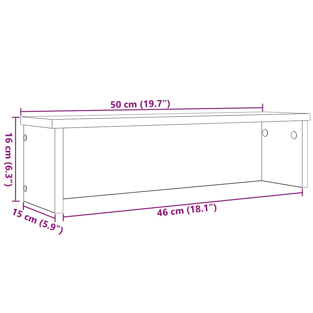 Étagères de cuisine empilables 2 pcs chêne fumé 50x15x16 cm