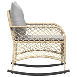 Chaise à bascule de jardin avec coussins beige résine tressée