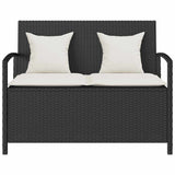 Banc de rangement de jardin avec coussin noir résine tressée