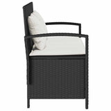 Banc de rangement de jardin avec coussin noir résine tressée