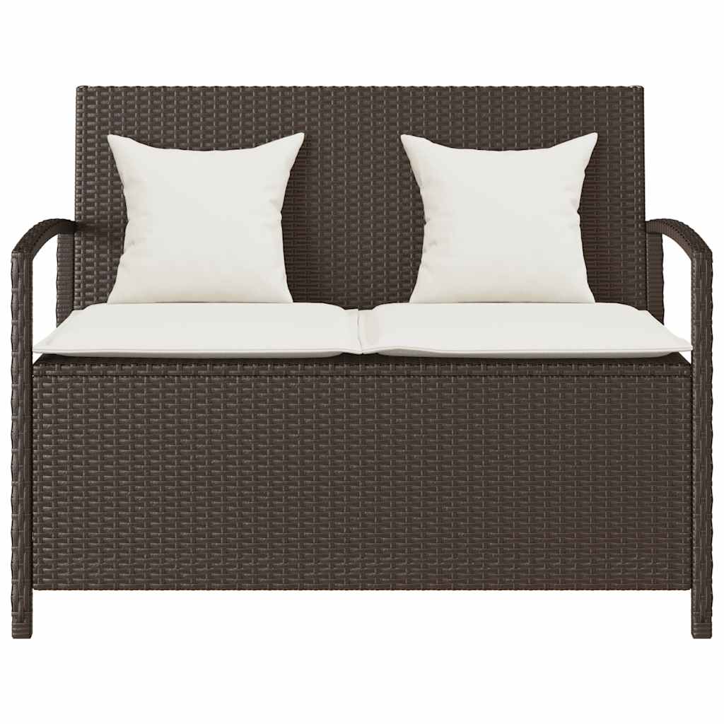 Banc de rangement de jardin avec coussin marron polyrotin