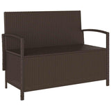 Banc de rangement de jardin avec coussin marron polyrotin