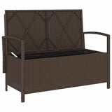 Banc de rangement de jardin avec coussin marron polyrotin