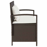 Banc de rangement de jardin avec coussin marron polyrotin