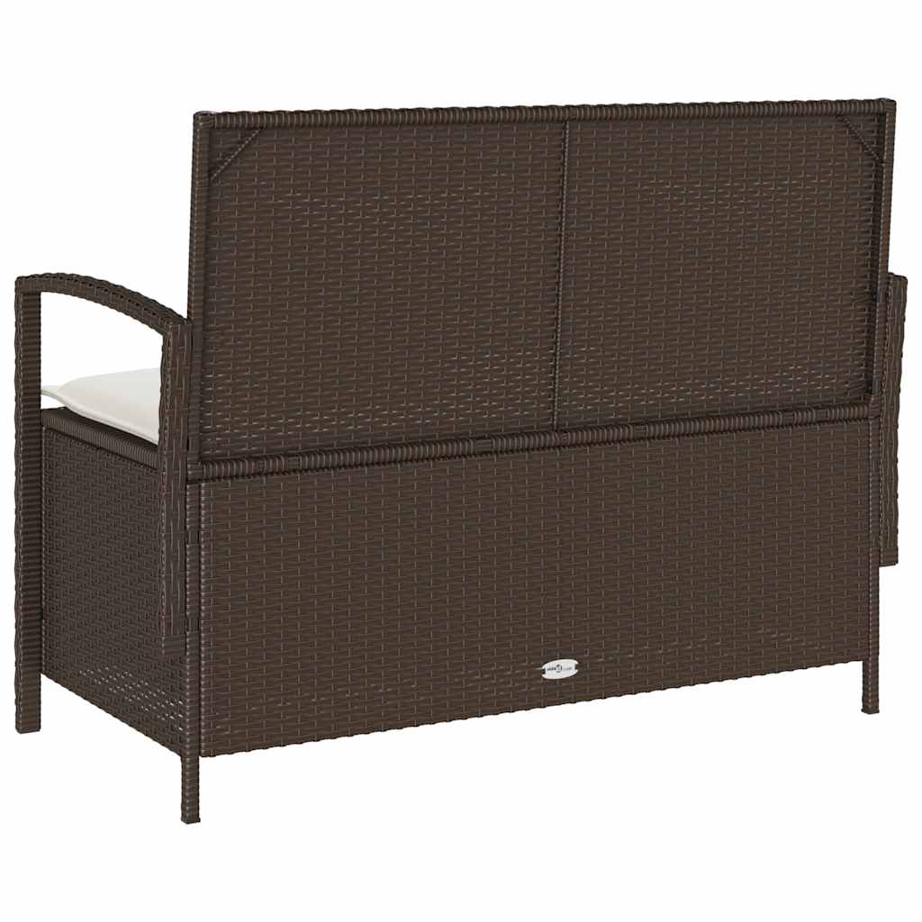 Banc de rangement de jardin avec coussin marron polyrotin