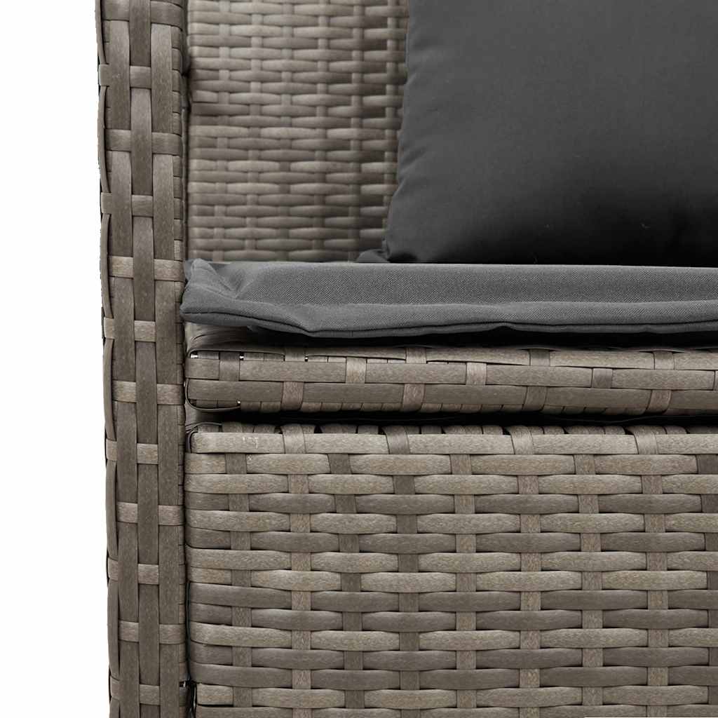 Banc de rangement de jardin avec coussin gris résine tressée