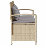 Banc de rangement de jardin avec coussin beige résine tressée