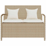 Banc de rangement de jardin avec coussin beige résine tressée