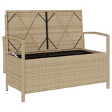 Banc de rangement de jardin avec coussin beige résine tressée