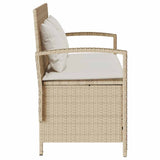 Banc de rangement de jardin avec coussin beige résine tressée