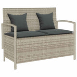 Banc de rangement de jardin avec coussin gris clair polyrotin