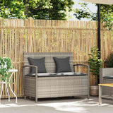 Banc de rangement de jardin avec coussin gris clair polyrotin