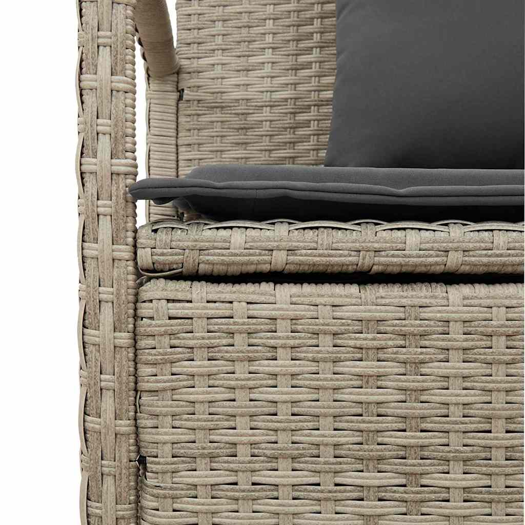 Banc de rangement de jardin avec coussin gris clair polyrotin