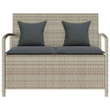 Banc de rangement de jardin avec coussin gris clair polyrotin