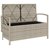 Banc de rangement de jardin avec coussin gris clair polyrotin