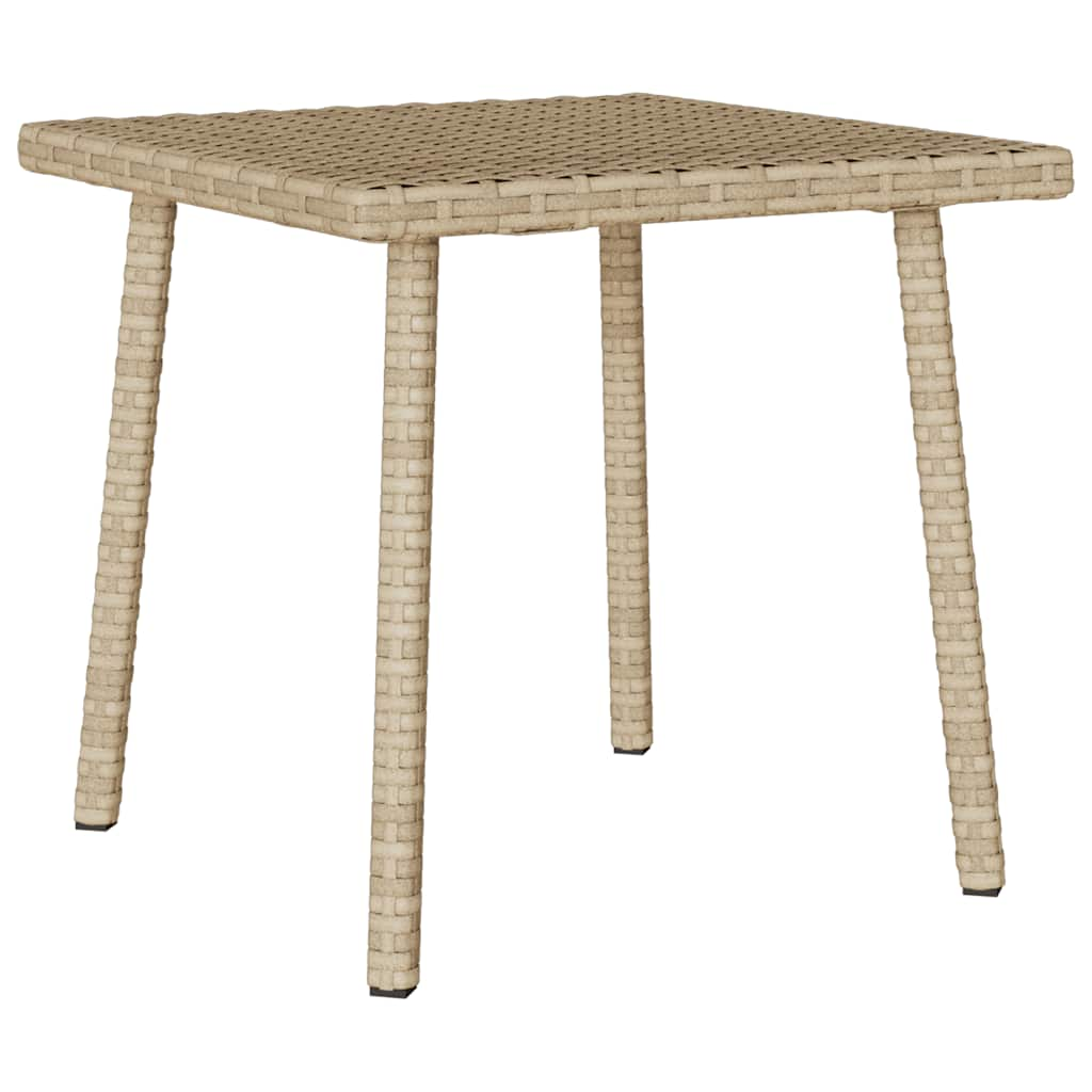 Table basse de jardin rectangulaire beige 40x40x37 cm rotin