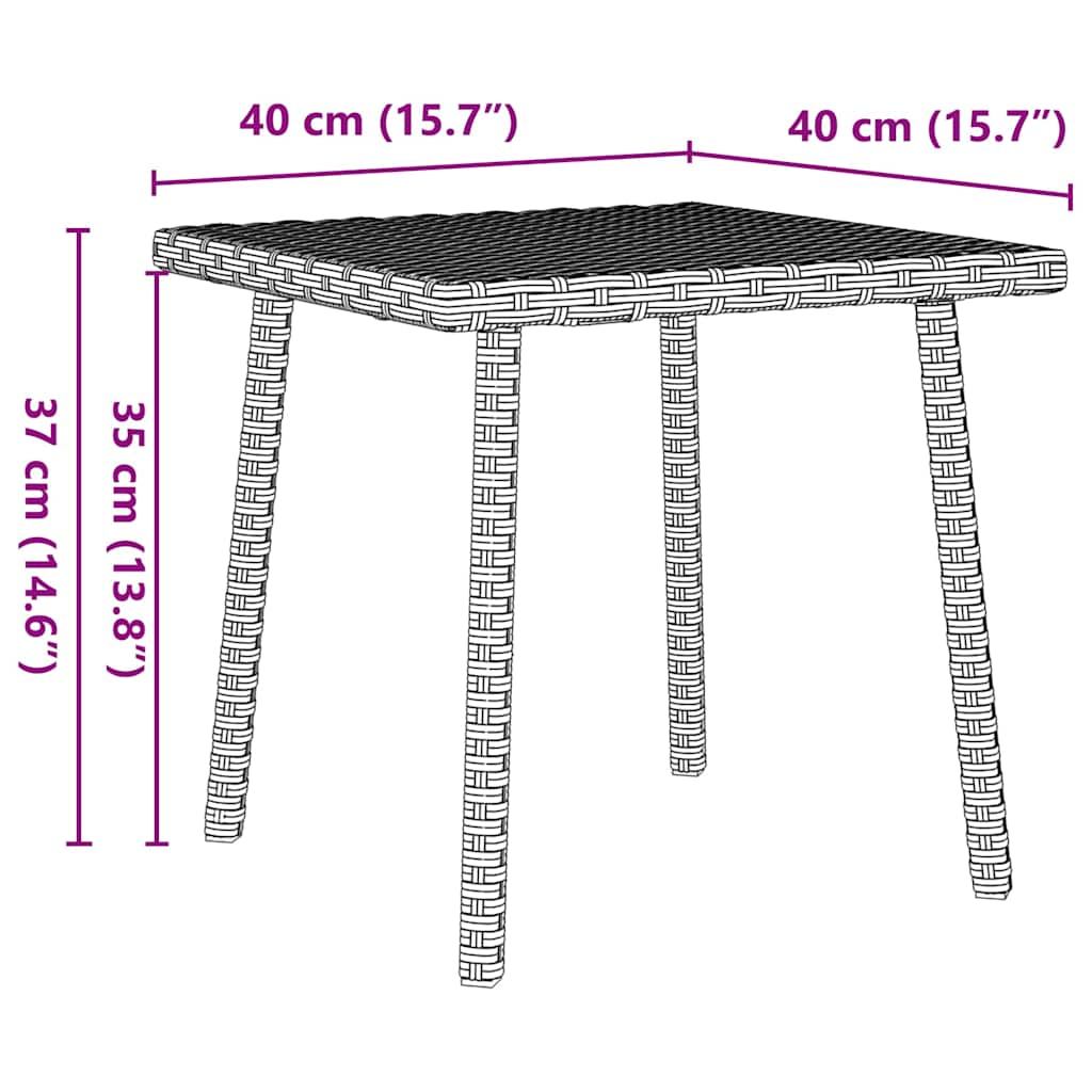 Table basse de jardin rectangulaire gris clair résine tressée