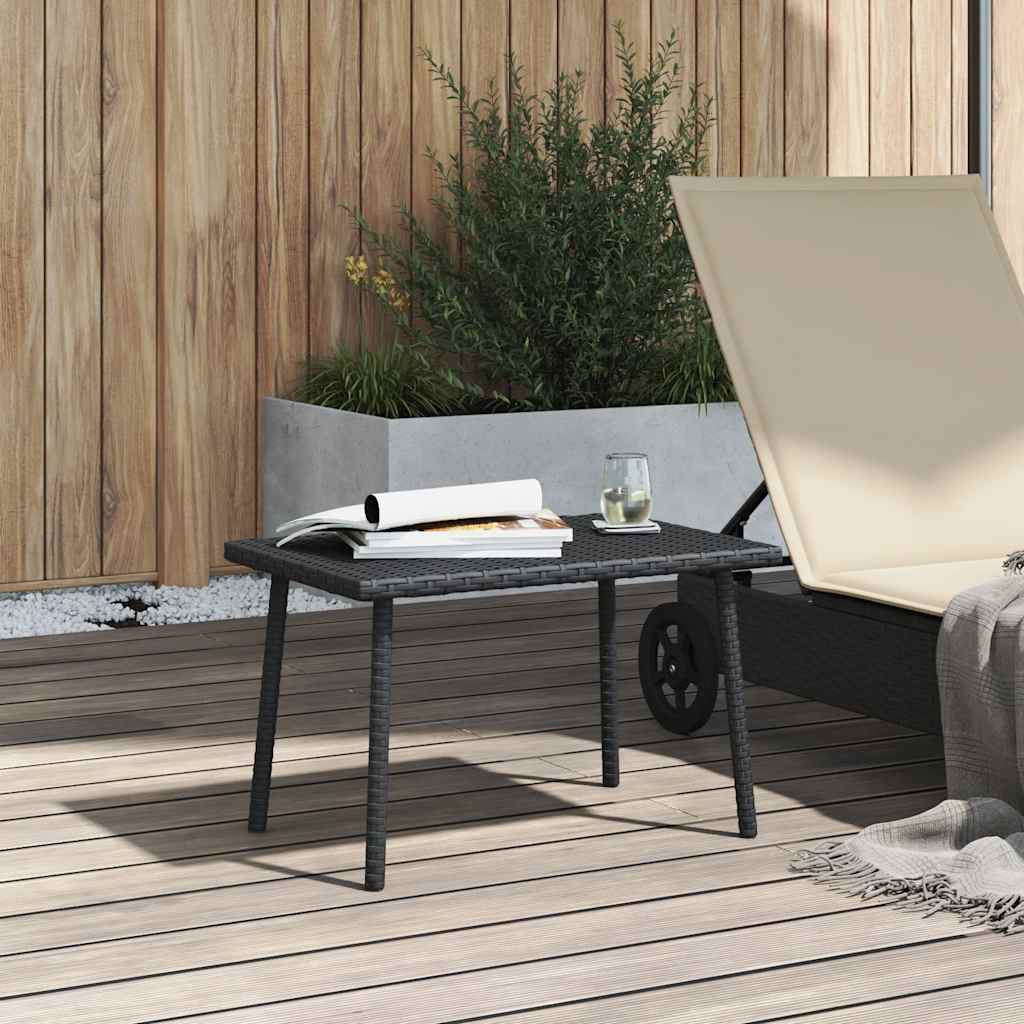 Table basse de jardin rectangulaire noir 60x40x37 cm rotin