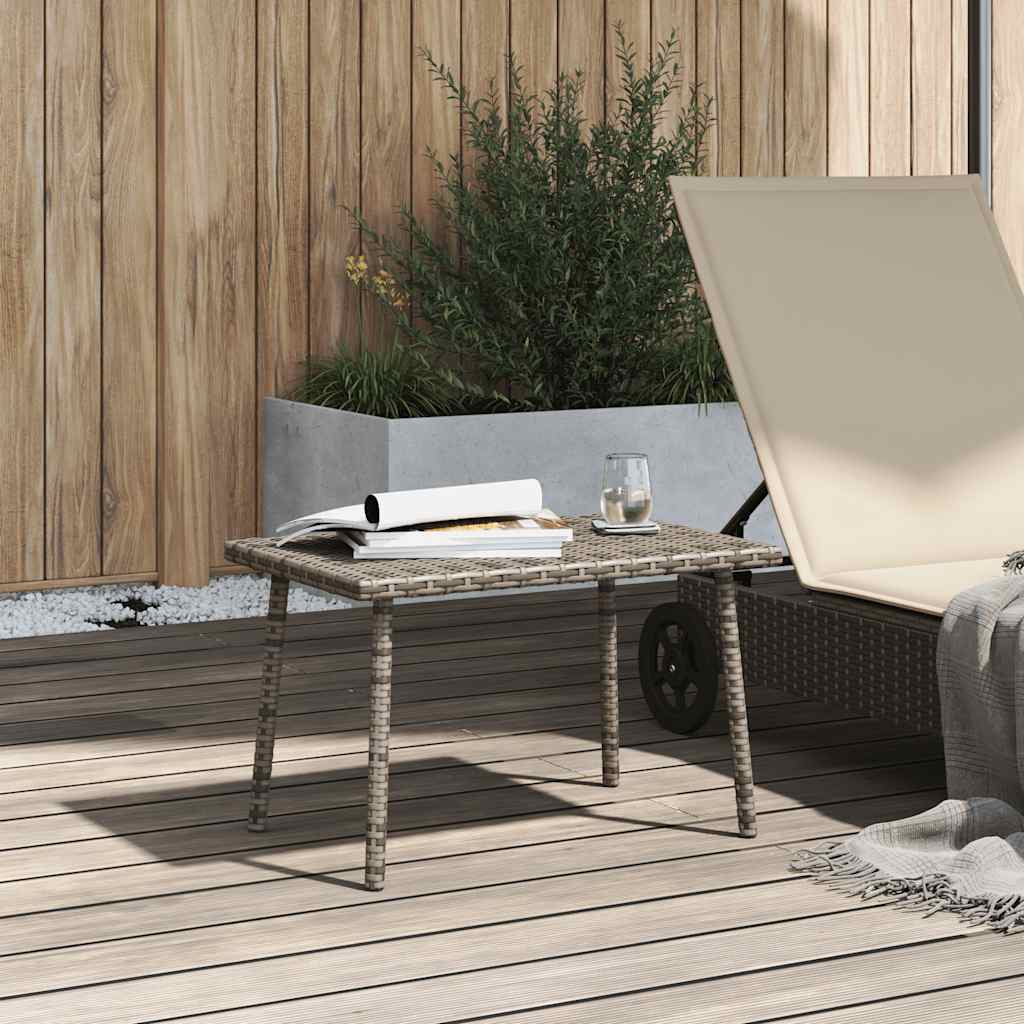 Table basse de jardin rectangulaire gris 60x40x37 cm rotin