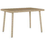 Table basse de jardin rectangulaire beige 60x40x37 cm rotin