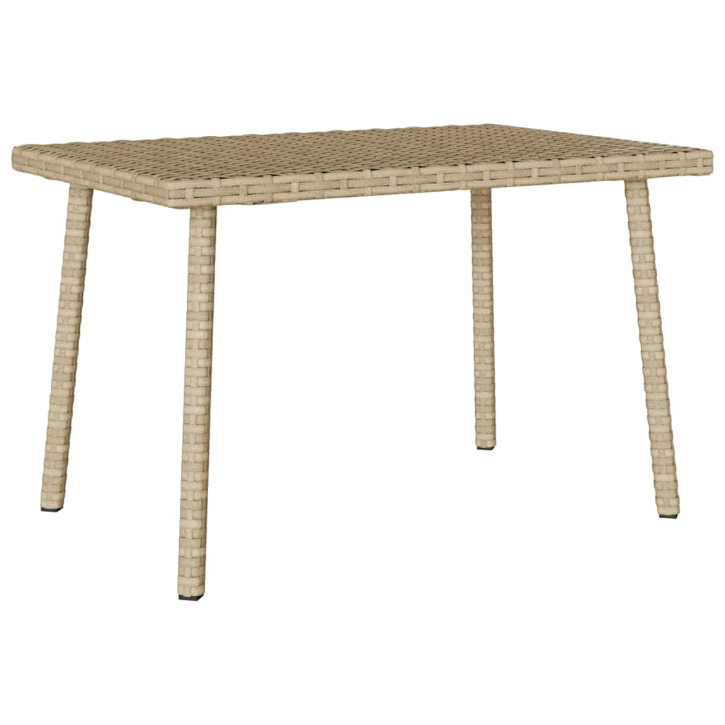 Table basse de jardin rectangulaire beige 60x40x37 cm rotin