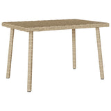 Table basse de jardin rectangulaire beige 60x40x37 cm rotin