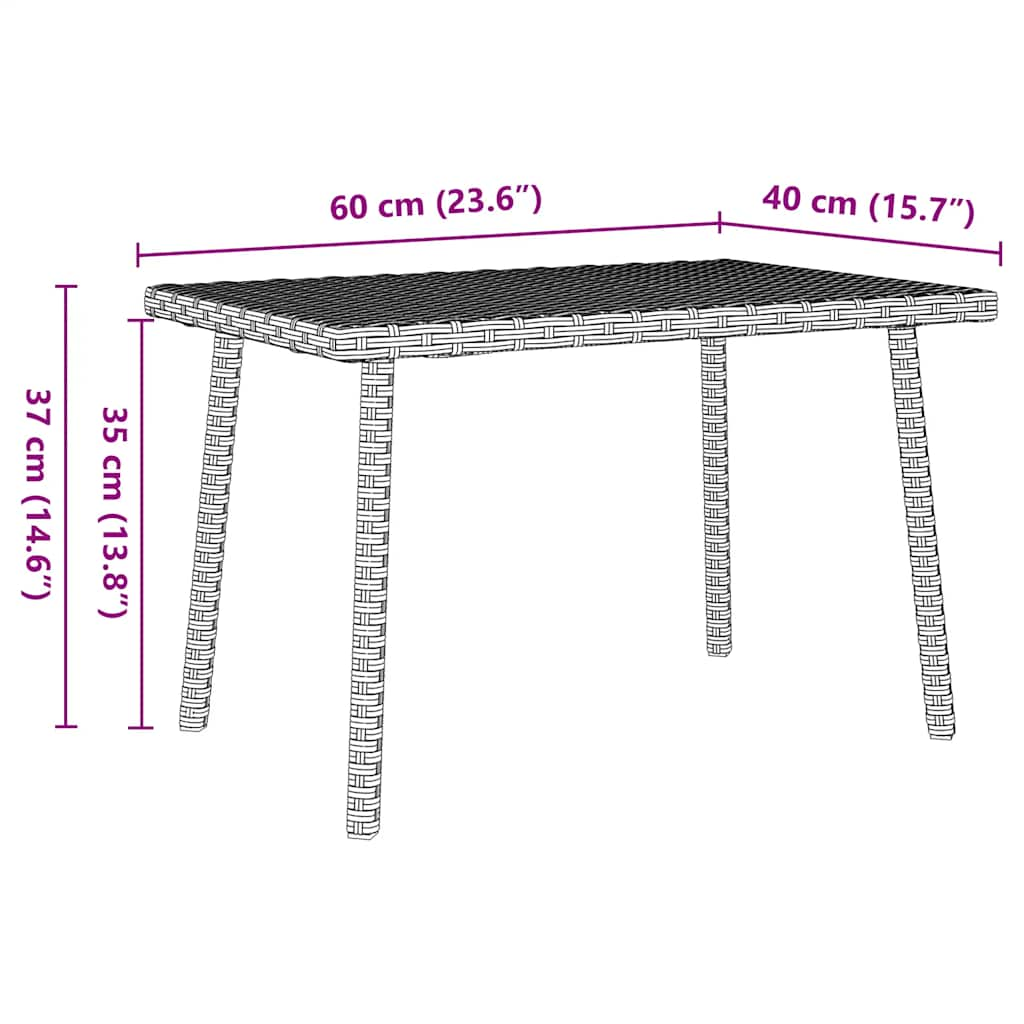 Table basse de jardin rectangulaire gris clair résine tressée