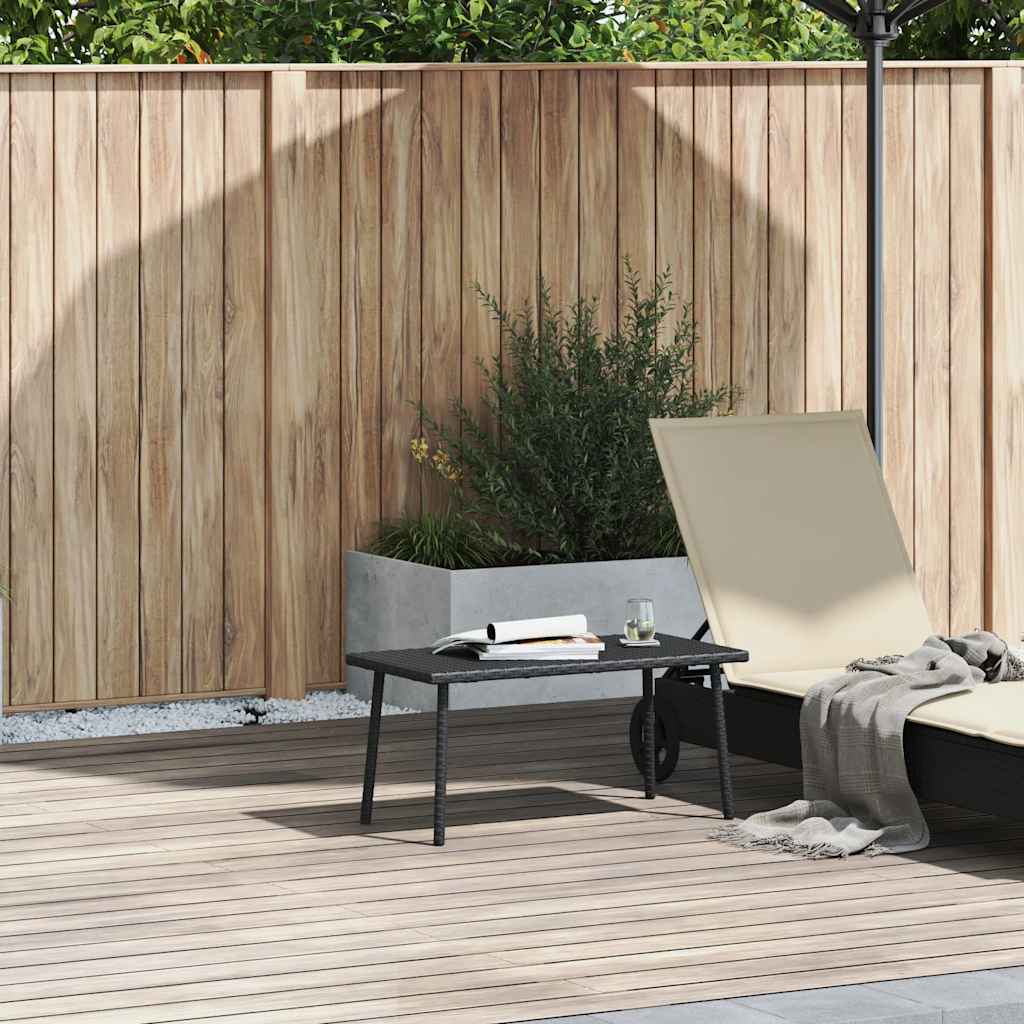 Table basse de jardin rectangulaire noir 80x40x37 cm rotin