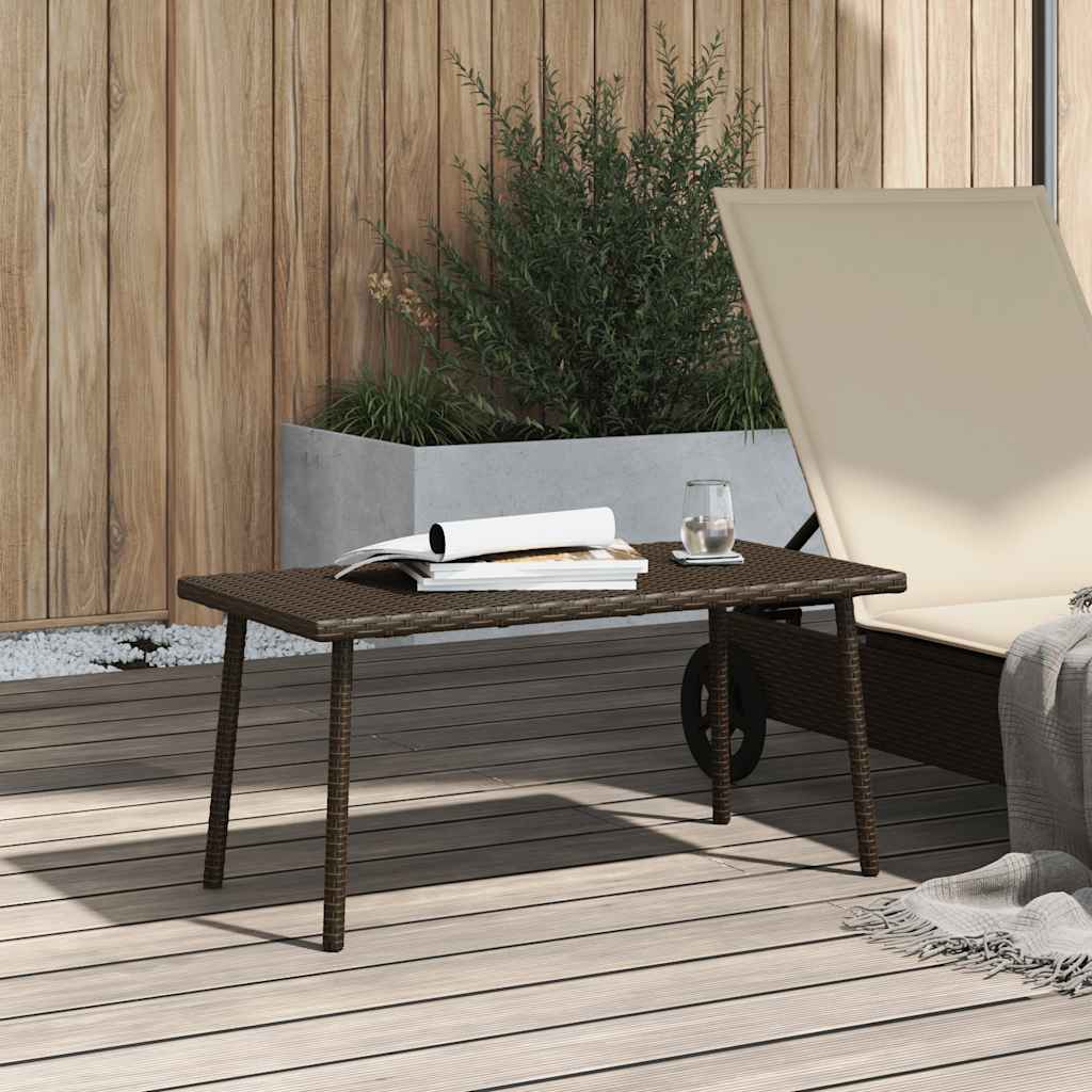 Table basse de jardin rectangulaire marron 40x40x37 cm rotin