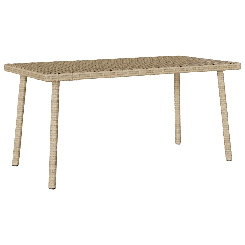 Table basse de jardin rectangulaire beige 80x40x37 cm rotin