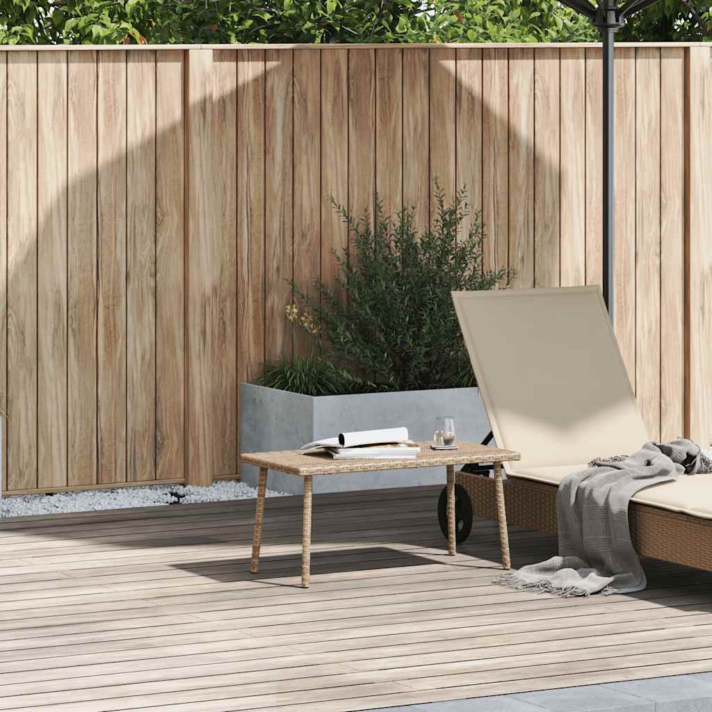 Table basse de jardin rectangulaire beige 80x40x37 cm rotin