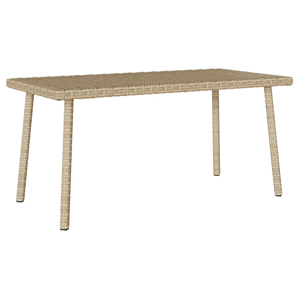 Table basse de jardin rectangulaire beige 80x40x37 cm rotin