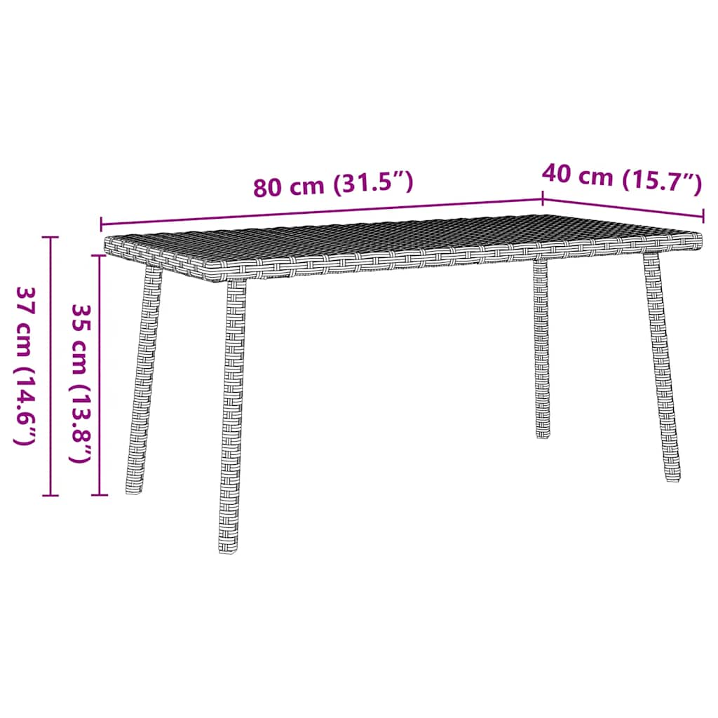 Table basse de jardin rectangulaire gris clair résine tressée