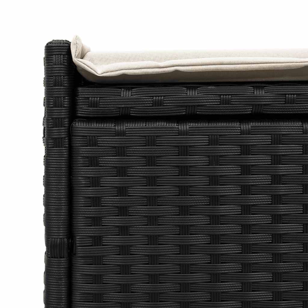 Banc de rangement extérieur coussin noir 100 cm résine tressée