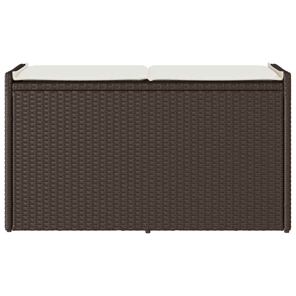 Banc de rangement extérieur coussin marron 100cm résine tressée