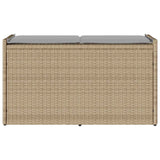 Banc de rangement extérieur coussin beige 100 cm résine tressée