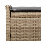 Banc de rangement extérieur coussin beige 100 cm résine tressée