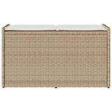 Banc de rangement extérieur coussin beige 100 cm résine tressée