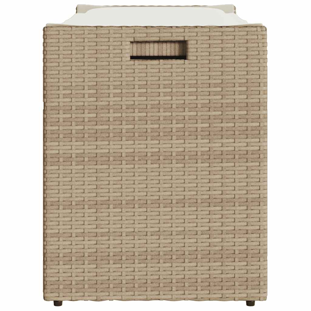 Banc de rangement extérieur coussin beige 100 cm résine tressée