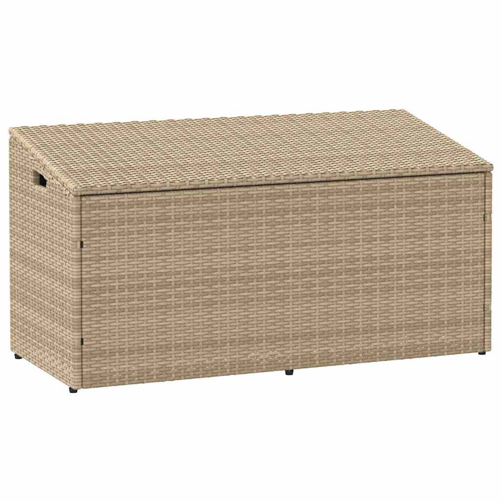 Boîte de rangement de jardin beige 110x50x58 cm résine tressée